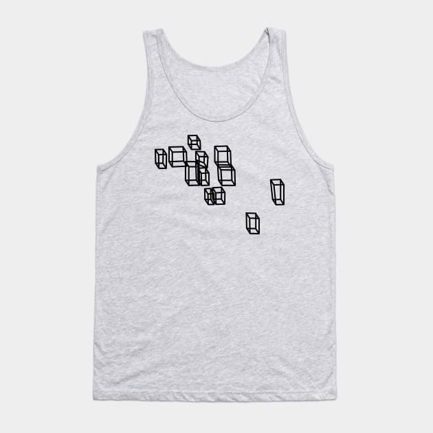 Black Floating Boxes Graphic Tank Top by ellenhenryart